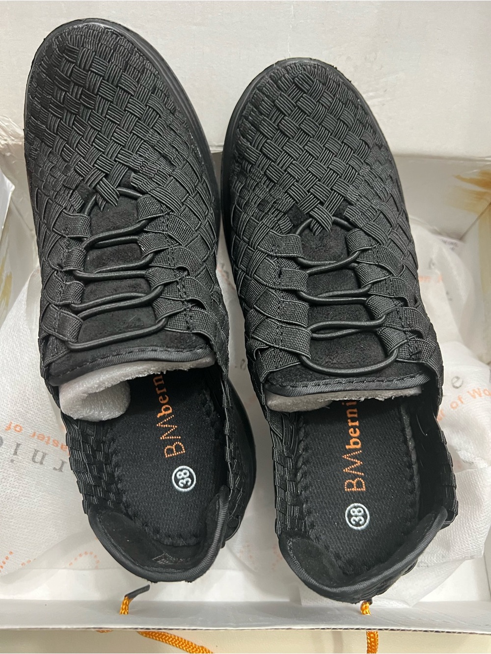 bernie mev. Black Woven Slip-On Flats